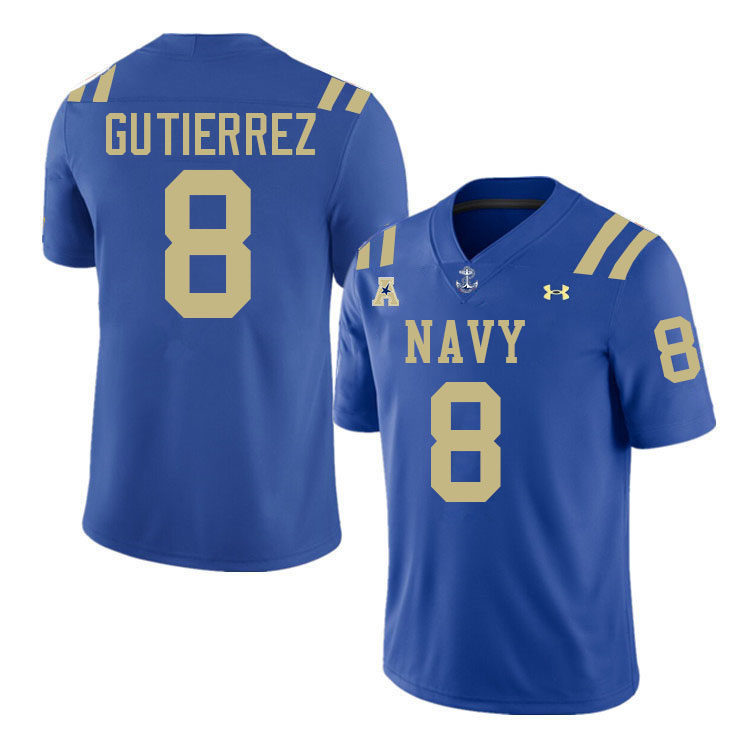 Navy Midshipmen #8 Jackson Gutierrez College Football Jerseys,Apparels Stitched-Royal Navy Midshipmen #8 Jackson Gutierrez College Football Jerseys,Apparels Stitched-Royal